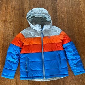 LL Bean Boy’s Puffer Multi Color Goose Down Zip Up Jacket, Size M